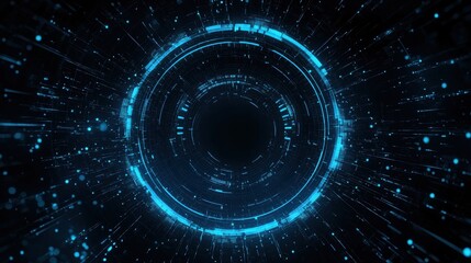 Glowing blue digital background with fast-moving binary code, symbolizing cybersecurity and data protection.