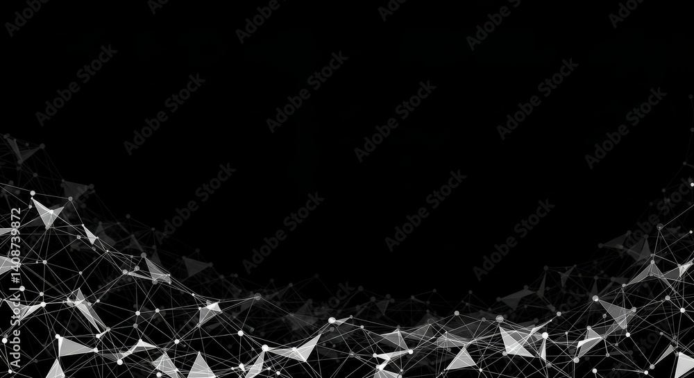 Poster abstract black and white triangular network background