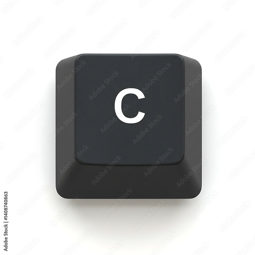 Poster high-resolution 3d render of a single black 'c' key