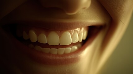 Naklejka premium Close-up of a joyful smile showcasing healthy teeth.