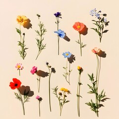 Colorful Wildflowers Summer Flatlay