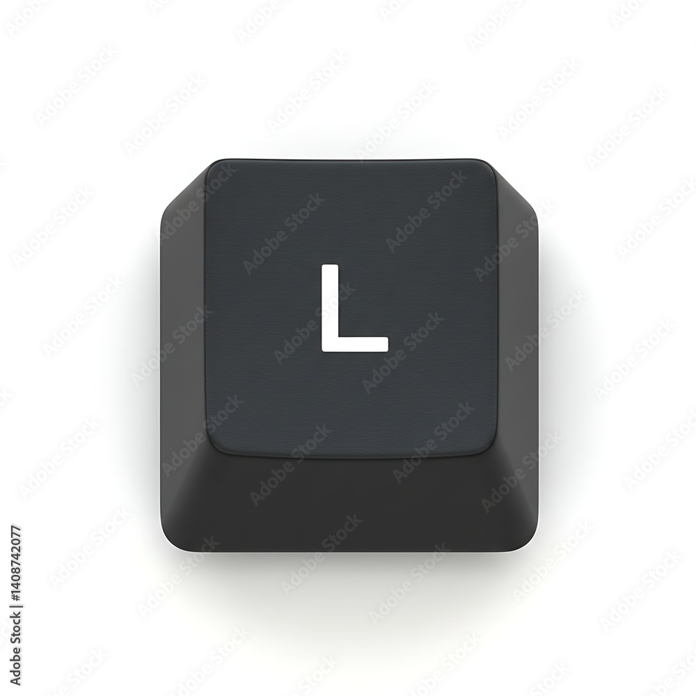 Poster high-resolution image of a single black keyboard key: letter l