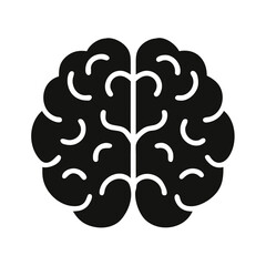 black filled brain vector icon