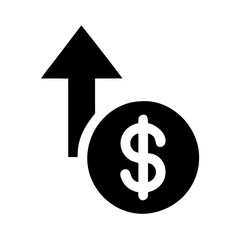 cost up black filled vector icon
