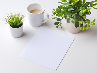 Blank Paper, Coffee, Plants