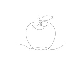 Beautiful fresh ripe apple isolated on white background. Editable vector illustration, fruit logo,