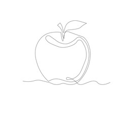 Beautiful fresh ripe apple isolated on white background. Editable vector illustration, fruit logo,