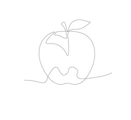 Beautiful fresh ripe apple isolated on white background. Editable vector illustration, fruit logo,