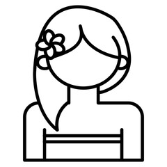Icon of a Balinese woman with a flower in her hair, representing Balinese culture, beauty, spa, or wellness.