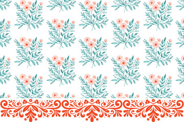 
intricate floral line art pattern featuring ornamental edge motifs for trendy home textile fashion and pillow designs

