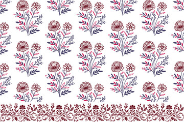 ornamental border floral pattern in delicate line art style for fashion fabric prints women wear and surface design


