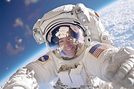 Astronaut selfie in space