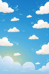 Whimsical Cartoon Cloudscape Blue Sky Background Illustration