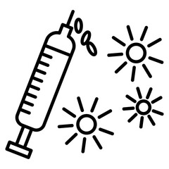 syringe and the sun next to it