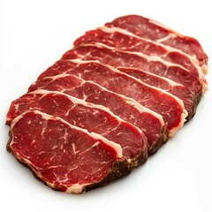 Obraz premium Sliced Raw Beef Steaks: A Culinary Delight - Premium Cuts of Red Meat for Gourmet Cooking