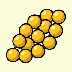 Stylized graphic illustration of yellow New Year Object beads or small spheres clustered together