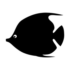 aquarium fish black silhouette of a moorish idol fish aquatic animal ocean life- simple black silhouette of a aquarium fish tropical sea life animal icon,