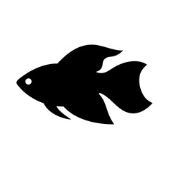 Obraz premium betta fish black silhouette of a moorish idol fish aquatic animal ocean life- simple black silhouette of a betta fish tropical sea life animal icon,