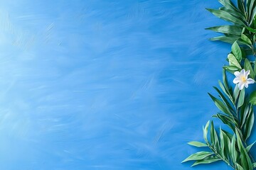 Blue Background, Floral Border