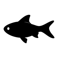 black skirt tetra fish black silhouette of a moorish idol fish aquatic animal ocean life- simple black silhouette of a black skirt tetra fish tropical sea life animal icon,