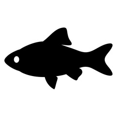 cherry barb fish black silhouette of a moorish idol fish aquatic animal ocean life- simple black silhouette of a cherry barb fish tropical sea life animal icon,
