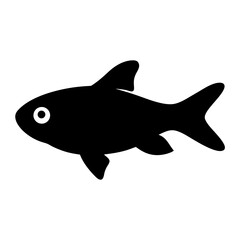 congo tetra fish black silhouette of a moorish idol fish aquatic animal ocean life- simple black silhouette of a congo tetra fish tropical sea life animal icon,