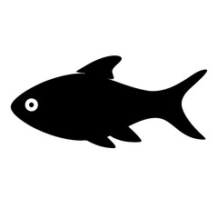 congo tetra fish black silhouette of a moorish idol fish aquatic animal ocean life- simple black silhouette of a congo tetra fish tropical sea life animal icon,