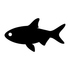 congo tetra fish black silhouette of a moorish idol fish aquatic animal ocean life- simple black silhouette of a congo tetra fish tropical sea life animal icon,