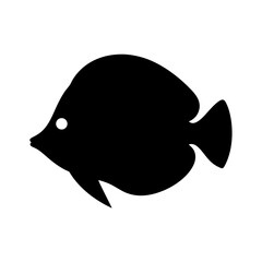 discus fish black silhouette of a moorish idol fish aquatic animal ocean life- simple black silhouette of a discus fish tropical sea life animal icon,