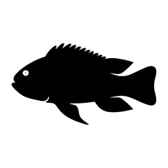 dwarf cichlid fish  black silhouette of a moorish idol fish aquatic animal ocean life- simple black silhouette of a dwarf cichlid fish  tropical sea life animal icon,