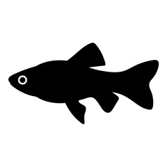 endler s livebearer fish black silhouette of a moorish idol fish aquatic animal ocean life- simple black silhouette of a endler s livebearer fish tropical sea life animal icon,