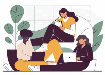 Fototapeta premium Illustration of a student thinking, worrying, and researching. Study, research. Vector.