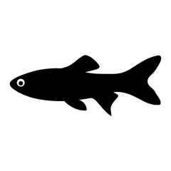 endler s livebearer fish black silhouette of a moorish idol fish aquatic animal ocean life- simple black silhouette of a endler s livebearer fish tropical sea life animal icon,