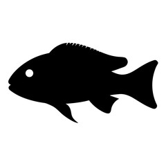 firemouth cichlid fish black silhouette of a moorish idol fish aquatic animal ocean life- simple black silhouette of a firemouth cichlid fish tropical sea life animal icon,