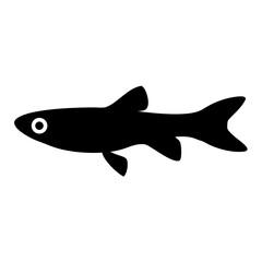 endler s livebearer fish black silhouette of a moorish idol fish aquatic animal ocean life- simple black silhouette of a endler s livebearer fish tropical sea life animal icon,