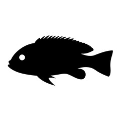 firemouth cichlid fish black silhouette of a moorish idol fish aquatic animal ocean life- simple black silhouette of a firemouth cichlid fish tropical sea life animal icon,