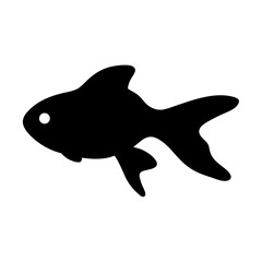 goldfish black silhouette of a moorish idol fish aquatic animal ocean life- simple black silhouette of a goldfish tropical sea life animal icon,