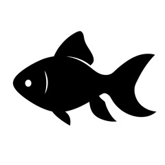 goldfish black silhouette of a moorish idol fish aquatic animal ocean life- simple black silhouette of a goldfish tropical sea life animal icon,