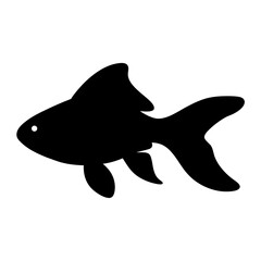 goldfish black silhouette of a moorish idol fish aquatic animal ocean life- simple black silhouette of a goldfish tropical sea life animal icon,