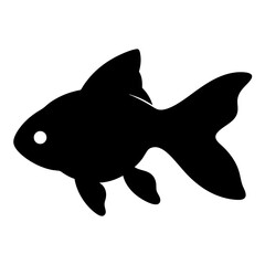 goldfish black silhouette of a moorish idol fish aquatic animal ocean life- simple black silhouette of a goldfish tropical sea life animal icon,