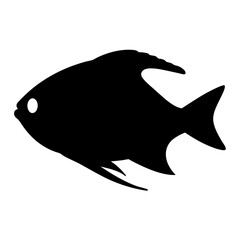 gourami fish black silhouette of a moorish idol fish aquatic animal ocean life- simple black silhouette of a gourami fish tropical sea life animal icon,
