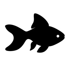 goldfish black silhouette of a moorish idol fish aquatic animal ocean life- simple black silhouette of a goldfish tropical sea life animal icon,