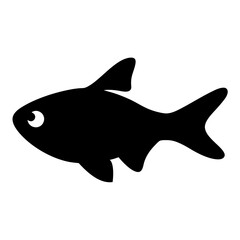 harlequin rasbora fish black silhouette of a moorish idol fish aquatic animal ocean life- simple black silhouette of a harlequin rasbora fish tropical sea life animal icon,