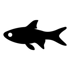 harlequin rasbora fish black silhouette of a moorish idol fish aquatic animal ocean life- simple black silhouette of a harlequin rasbora fish tropical sea life animal icon,