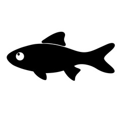 harlequin rasbora fish black silhouette of a moorish idol fish aquatic animal ocean life- simple black silhouette of a harlequin rasbora fish tropical sea life animal icon,