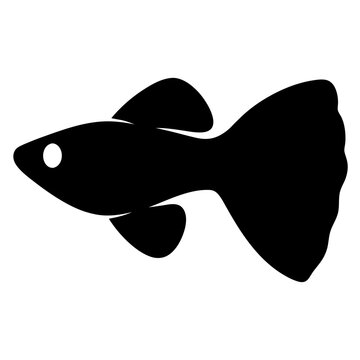 recommend clip art: guppy fish black silhouette of a moorish idol fish aquatic animal ocean life- simple black silhouette of a guppy fish tropical sea life animal icon,