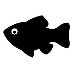 Obraz premium molly fish black silhouette of a moorish idol fish aquatic animal ocean life- simple black silhouette of a molly fish tropical sea life animal icon,