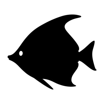 recommend clip art: platy fish black silhouette of a moorish idol fish aquatic animal ocean life- simple black silhouette of a platy fish tropical sea life animal icon,