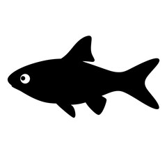 rummy nose tetra fish black silhouette of a moorish idol fish aquatic animal ocean life- simple black silhouette of a rummy nose tetra fish tropical sea life animal icon,