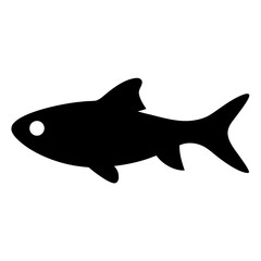 rummy nose tetra fish black silhouette of a moorish idol fish aquatic animal ocean life- simple black silhouette of a rummy nose tetra fish tropical sea life animal icon,